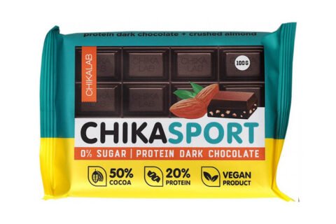CHIKALAB CHIKA SPORT DARK CHOCOLATE &CRUSHED ALMONDS 100G